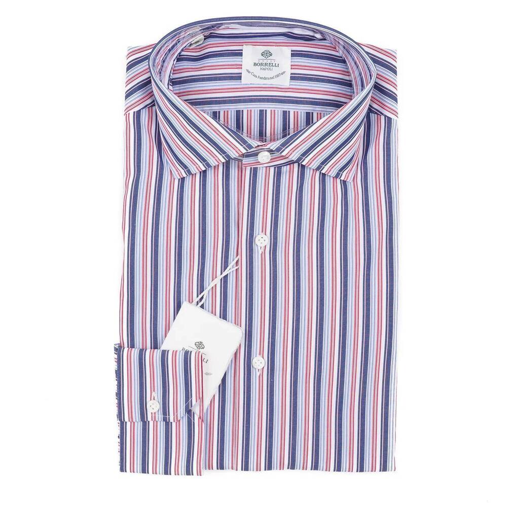 NEW LUIGI BORRELLI NAPOLI men's tailored-fit cotton shirt in multi